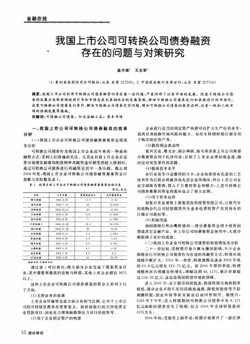 我国上市公司可转换公司债券融资存在的问题与对策研究