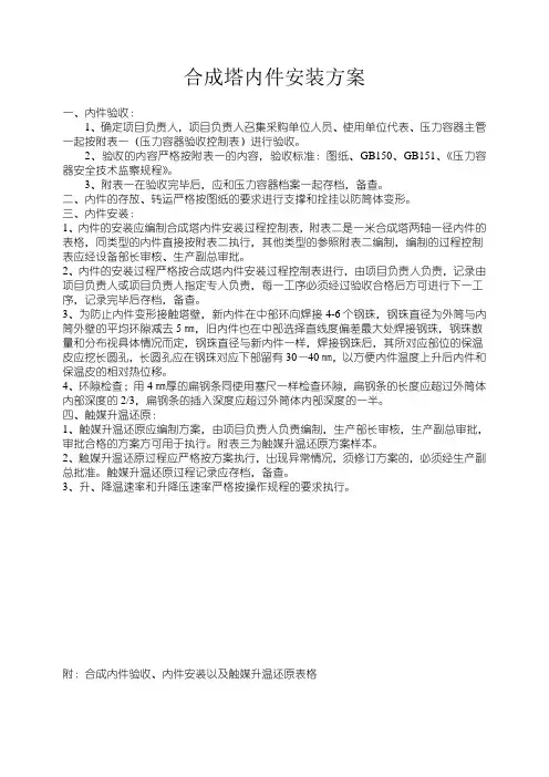氨合成塔内件安装方案及过程控制