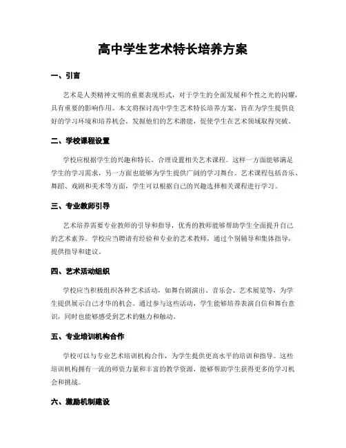 高中学生艺术特长培养方案