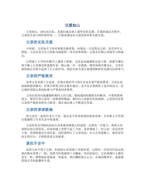 父爱如山高二优秀作文800字