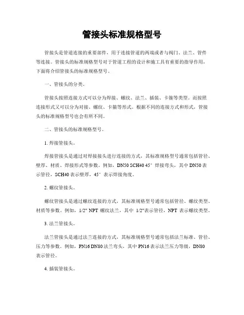 管接头标准规格型号