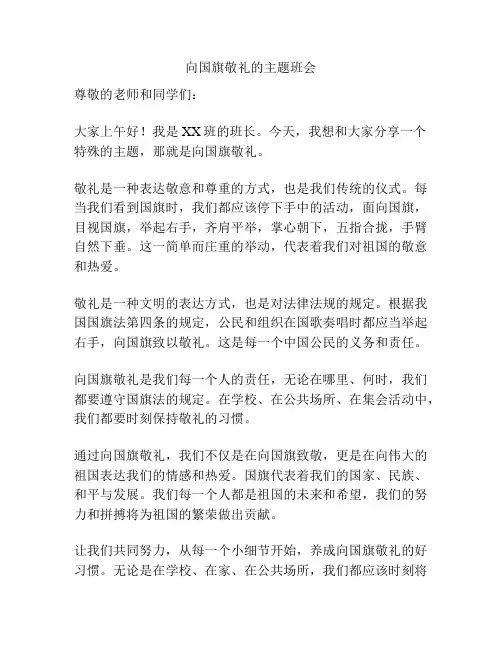 向国旗敬礼的主题班会