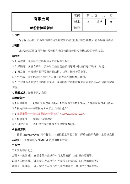 喷粉件检验规范