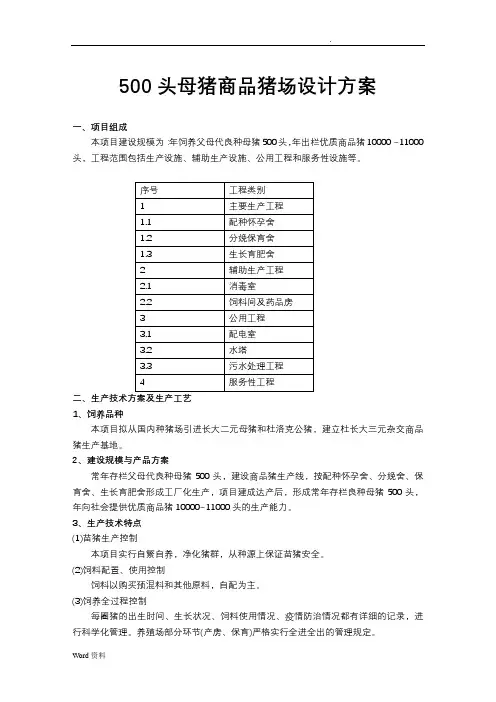 500头母猪商品猪场方案与对策