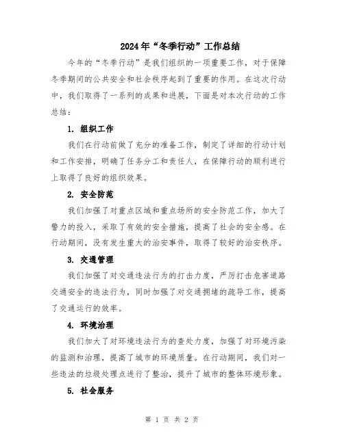 2024年“冬季行动”工作总结