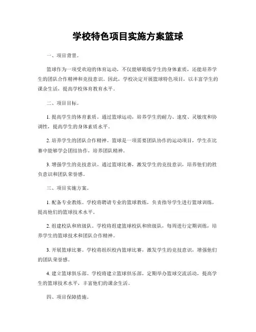 学校特色项目实施方案篮球