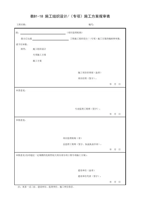 001-表B1-18 施工组织设计(专项)施工方案报审表