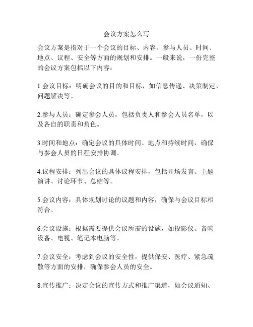 会议方案怎么写