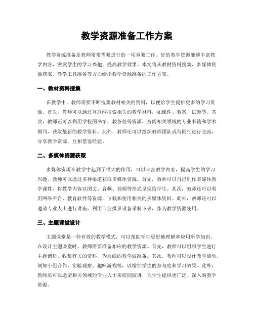 教学资源准备工作方案