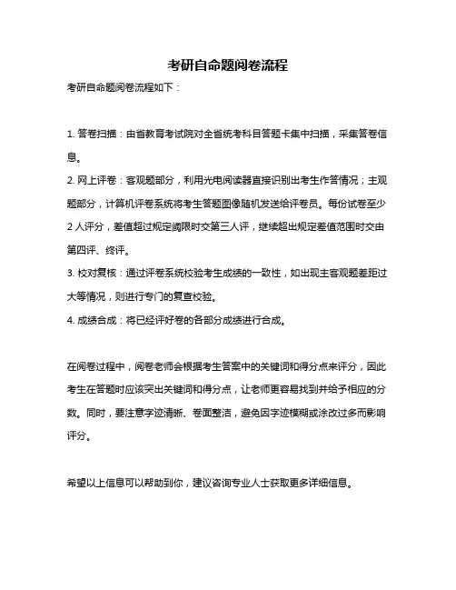 考研自命题阅卷流程