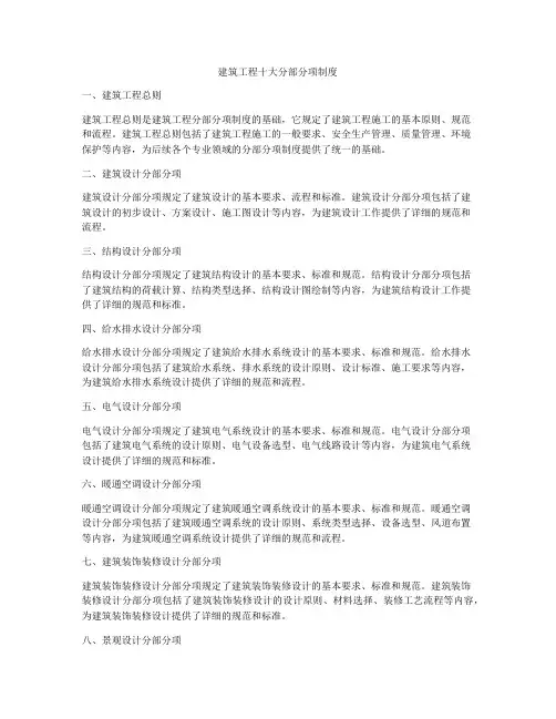 建筑工程十大分部分项制度