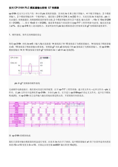 安川CP-316HPLC模拟量输出控制G7变频器
