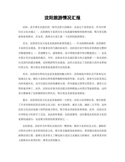 沈阳旅游情况汇报