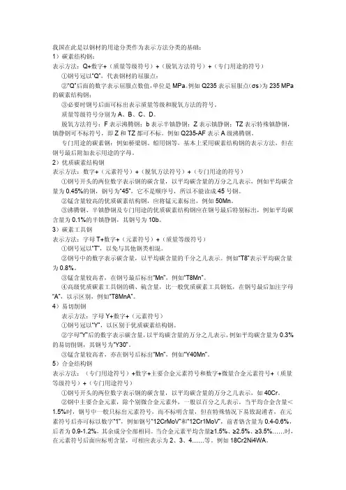 钢材牌号分类