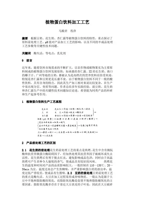植物蛋白饮料加工工艺