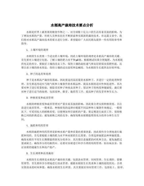 水稻高产栽培技术要点分析