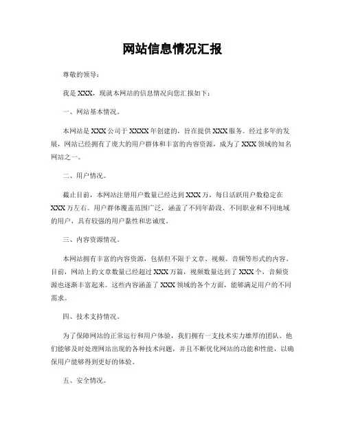 网站信息情况汇报