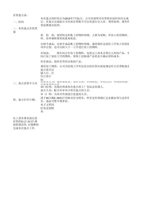 存货盘点表