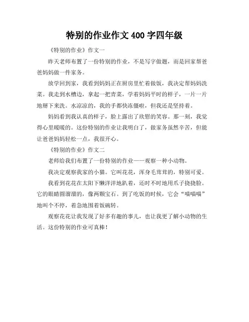特别的作业作文400字四年级
