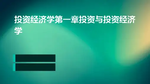 投资经济学第一章投资与投资经济学