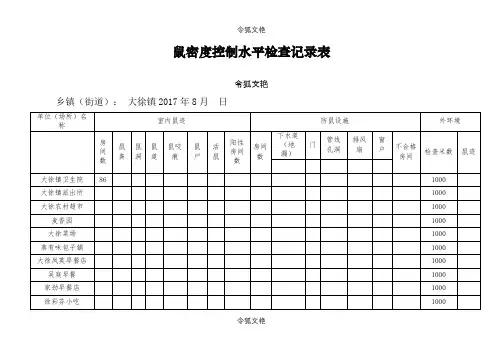病媒生物密度控制水平检查记录表4之令狐文艳创作