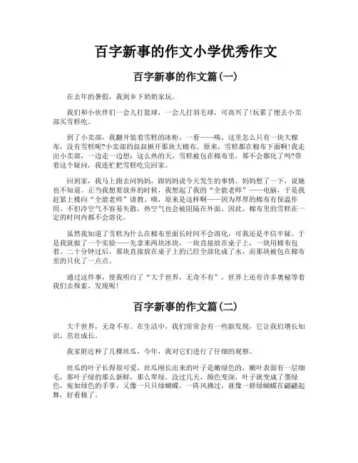 百字新事的作文小学优秀作文