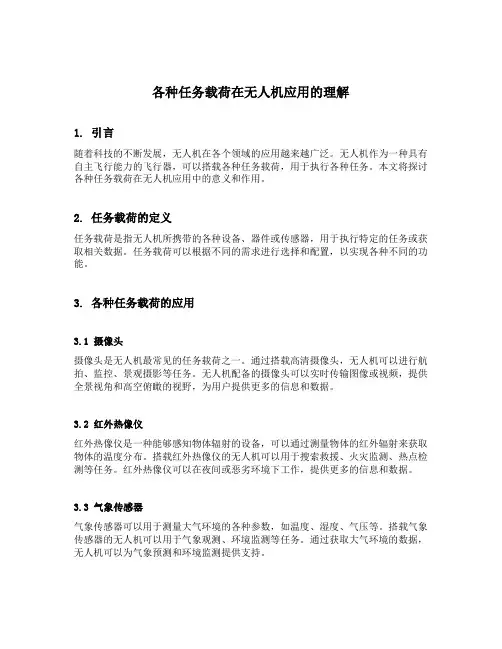 各种任务载荷在无人机应用的理解