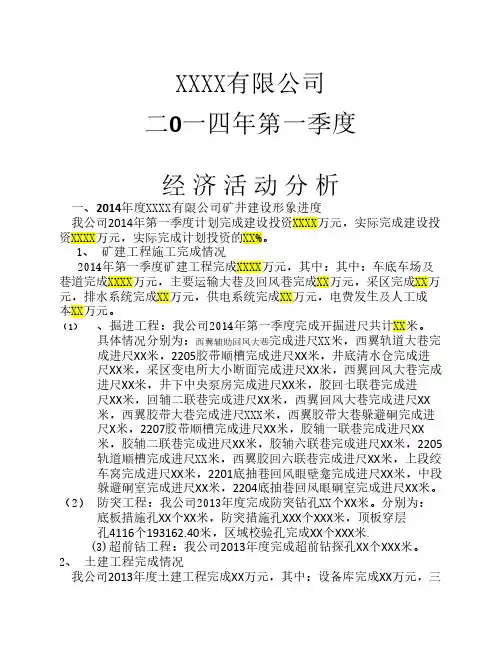XXXX公司2014年度经济活动分析-- - 副本
