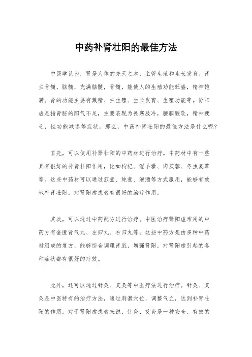 中药补肾壮阳的最佳方法