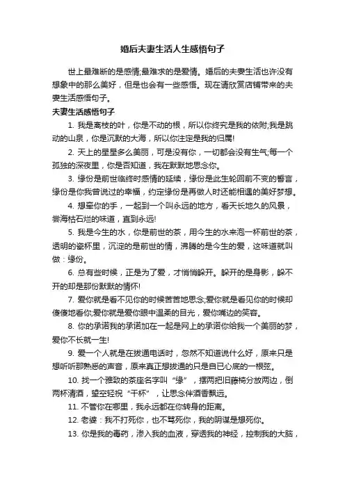 婚后夫妻生活人生感悟句子
