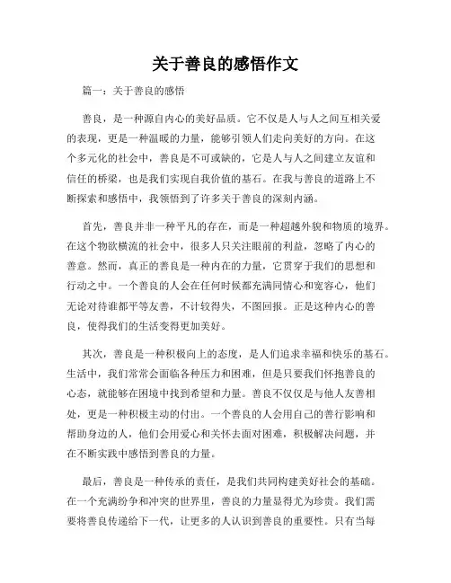 关于善良的感悟作文