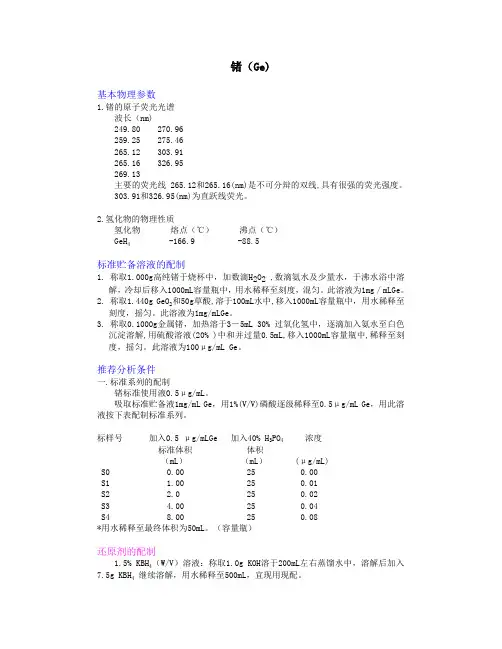 氢化物原子荧光光谱法分析条件Ge