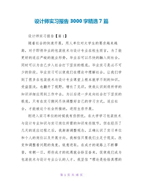 设计师实习报告3000字精选7篇