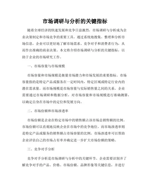 市场调研与分析的关键指标