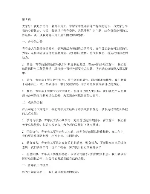 青年员工发言稿总结范文(3篇)