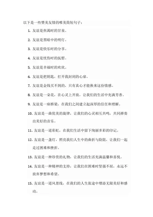 赞美友情的句子唯美简短