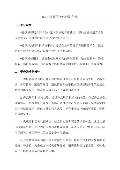 B2B电商平台运营方案