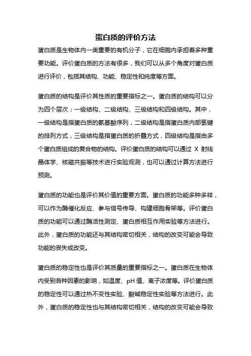 蛋白质的评价方法