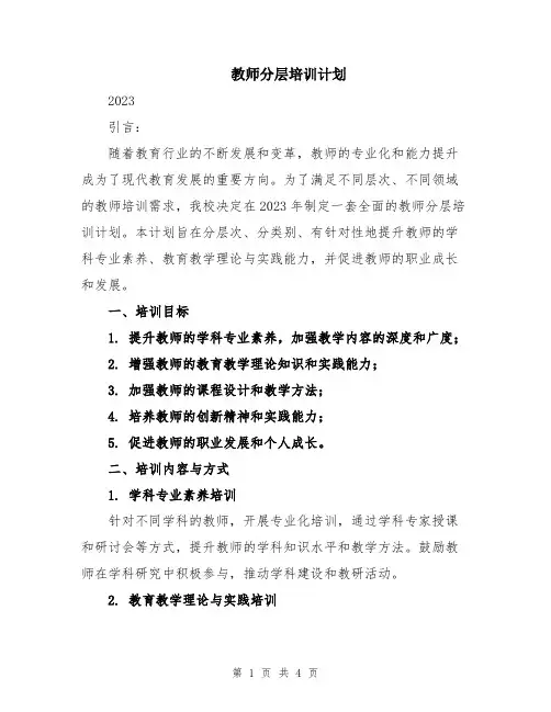 教师分层培训计划