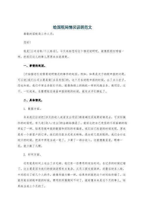 给国税局情况说明范文
