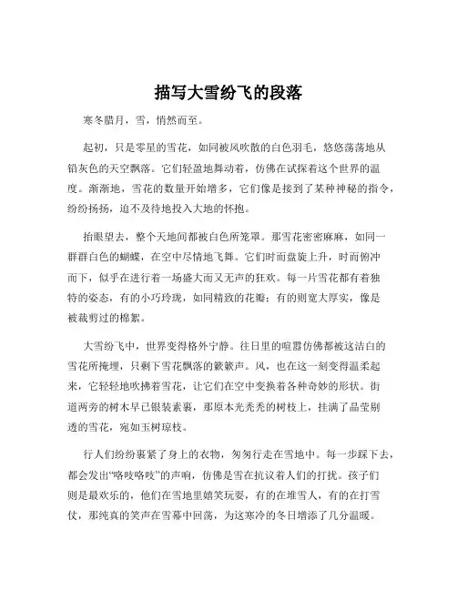 描写大雪纷飞的段落