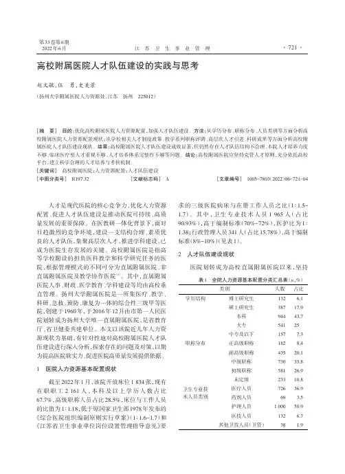 高校附属医院人才队伍建设的实践与思考