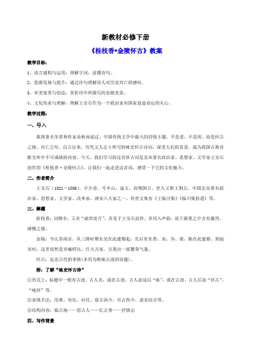 【新教材】古诗词诵读高一语文统编版必修下册《桂枝香  金陵怀古》教案09
