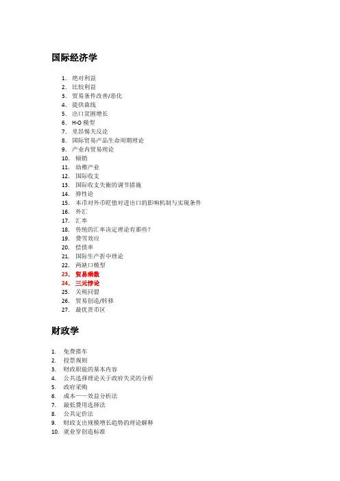 同等学力经济学综合复习重点