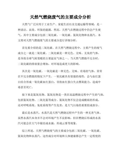 天然气燃烧废气的主要成分分析