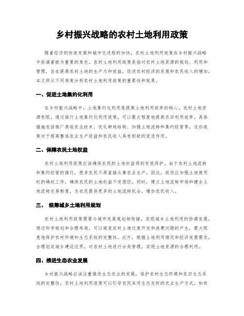 乡村振兴战略的农村土地利用政策