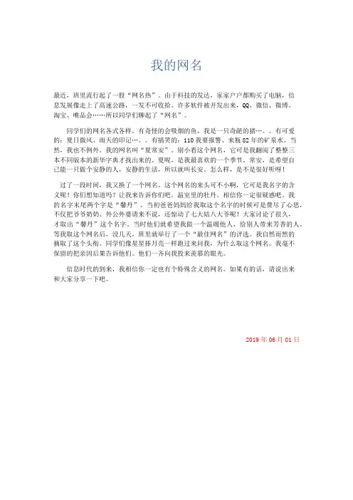 小学说明文 我的网名-精品