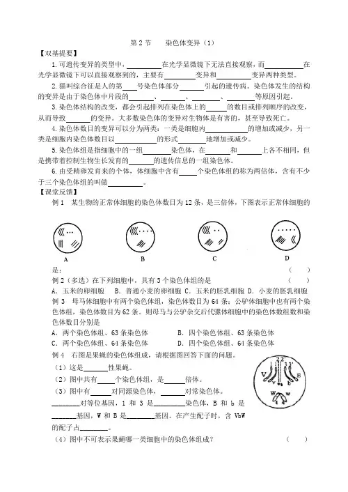 高一生物染色体变异测试1