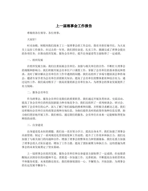 上一届理事会工作报告