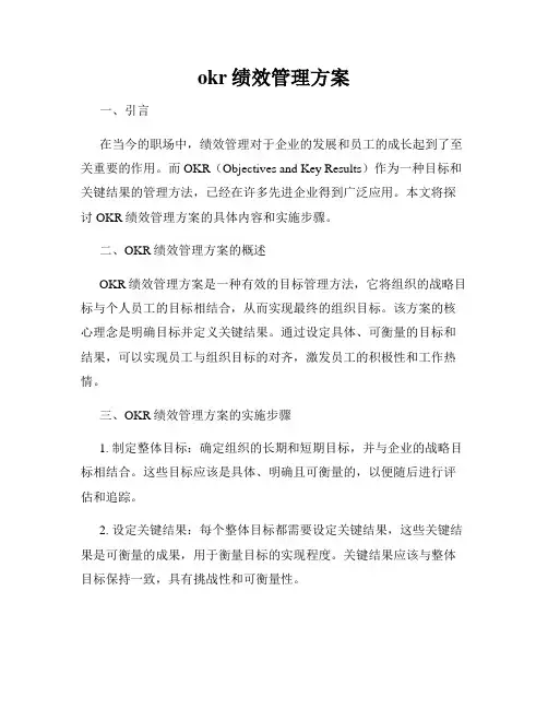 okr绩效管理方案